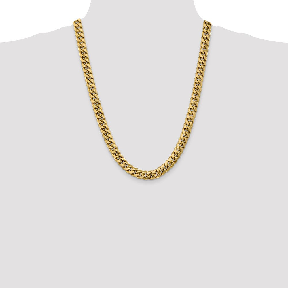 24 Inch 10k Yellow Gold 9.3mm Semi-Solid Miami Cuban Chain Necklace