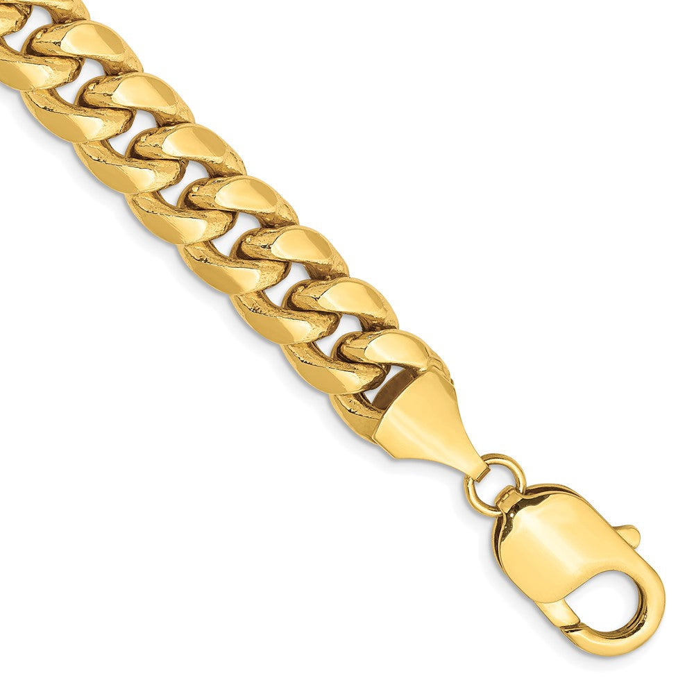 1 Inch 10K Yellow Gold 9.3mm Semi-Solid Miami Cuban Chain Bracelet