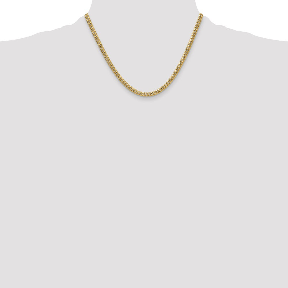 18 Inch 10K Yellow Gold 4.5mm Semi-Solid Miami Cuban Chain Necklace