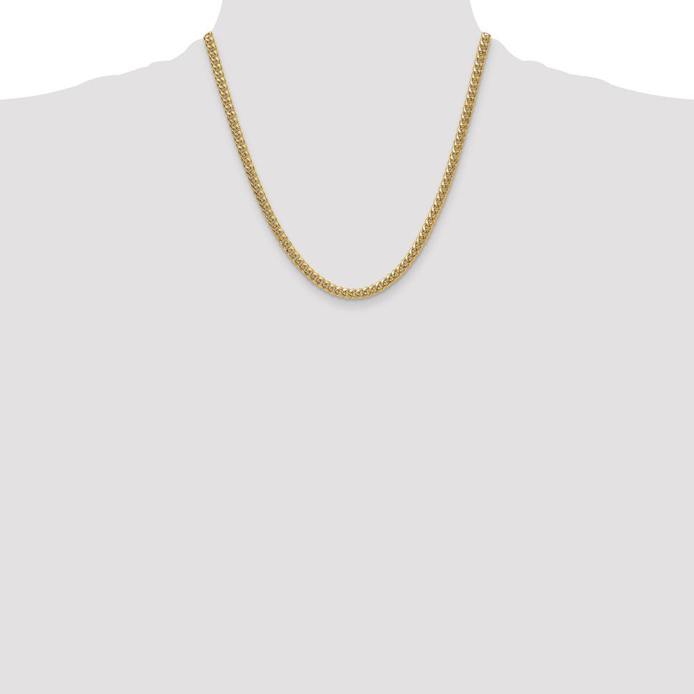 2 Inch 10K Yellow Gold 4.5mm Semi-Solid Miami Cuban Chain Necklace