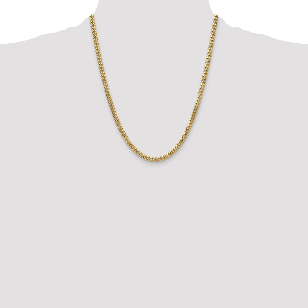 22 Inch 10K Yellow Gold 4.5mm Semi-Solid Miami Cuban Chain Necklace