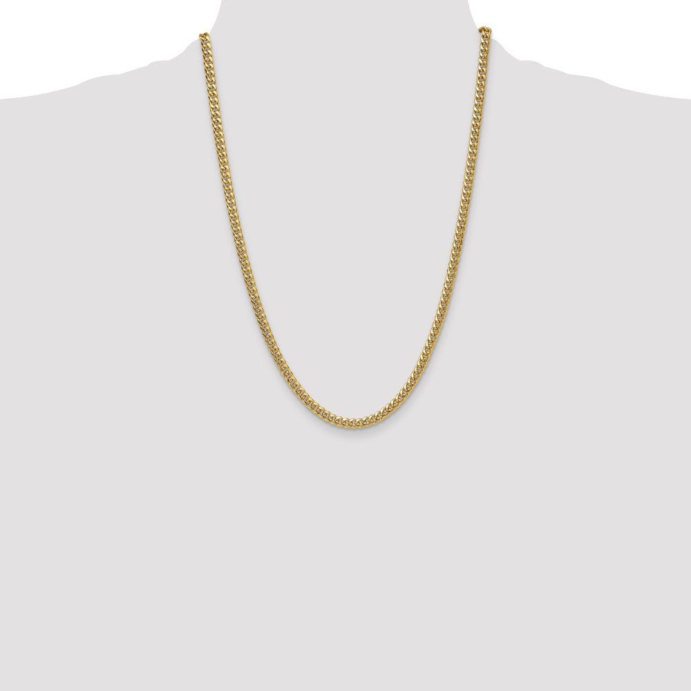 24 Inch 10K Yellow Gold 4.5mm Semi-Solid Miami Cuban Chain Necklace