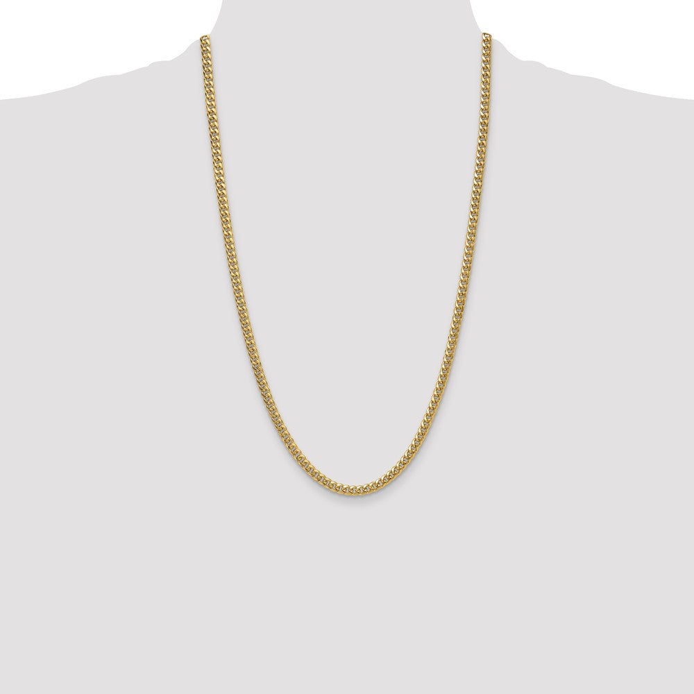 26 Inch 10K Yellow Gold 4.5mm Semi-Solid Miami Cuban Chain Necklace