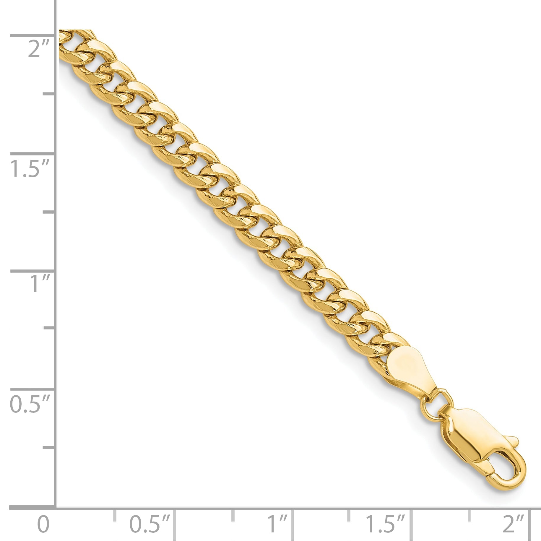 9 Inch 10K Yellow Gold 4.5mm Semi-Solid Miami Cuban Chain Bracelet