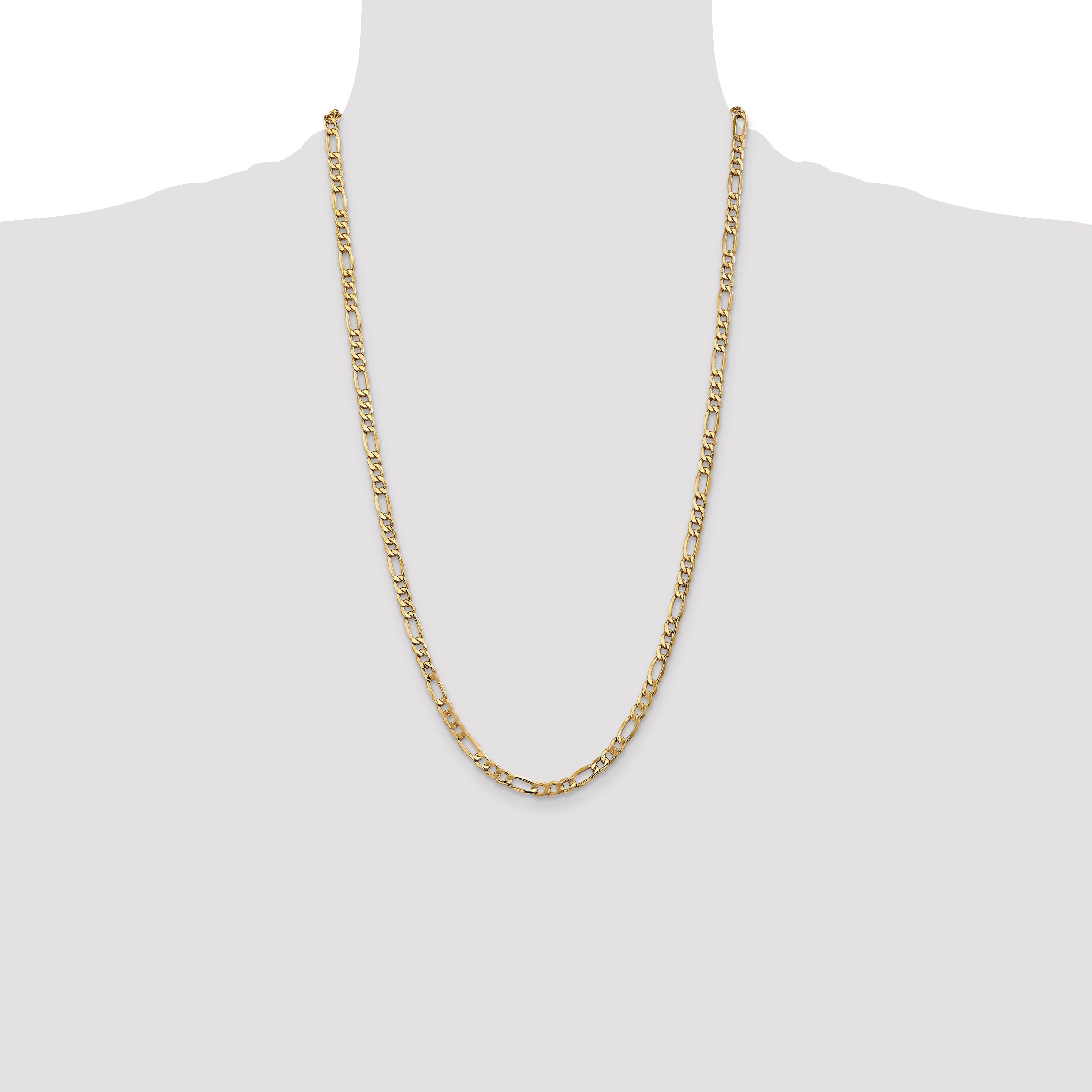 26 Inch 10k Yellow Gold 5.35mm Semi-Solid Figaro Chain Necklace
