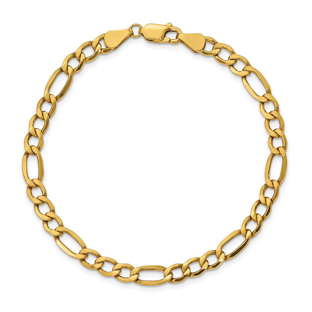 8 Inch 10k Yellow Gold 5.35mm Semi-Solid Figaro Chain Bracelet