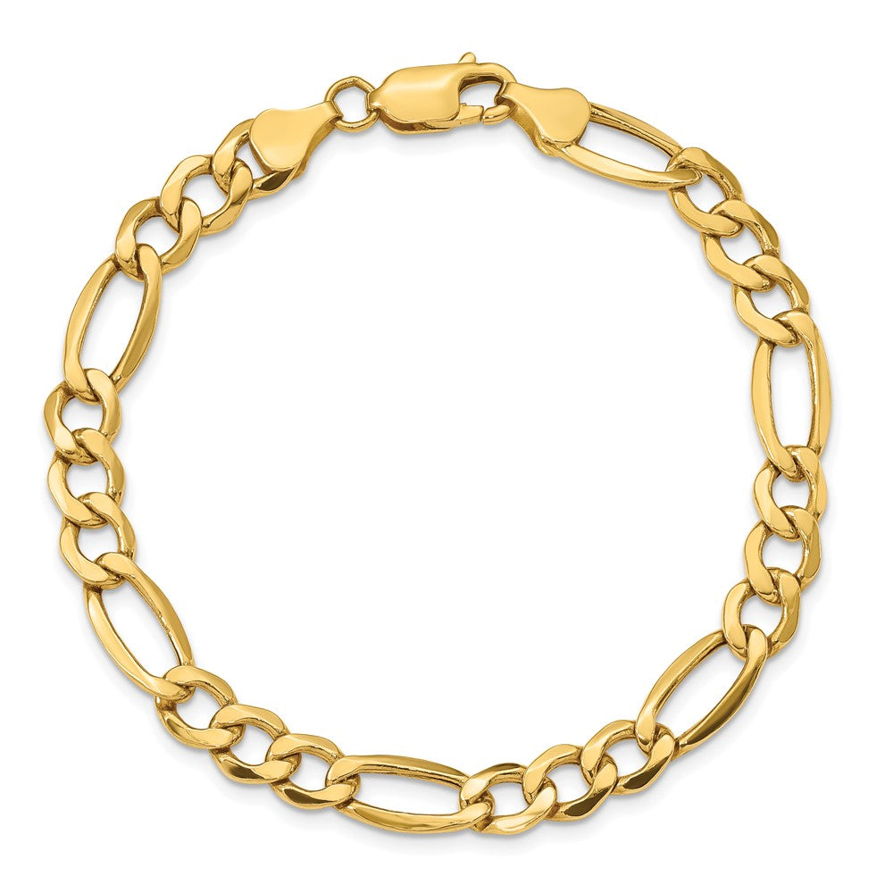 9 Inch 10K Yellow Gold 7.3mm Semi-Solid Figaro Chain Bracelet