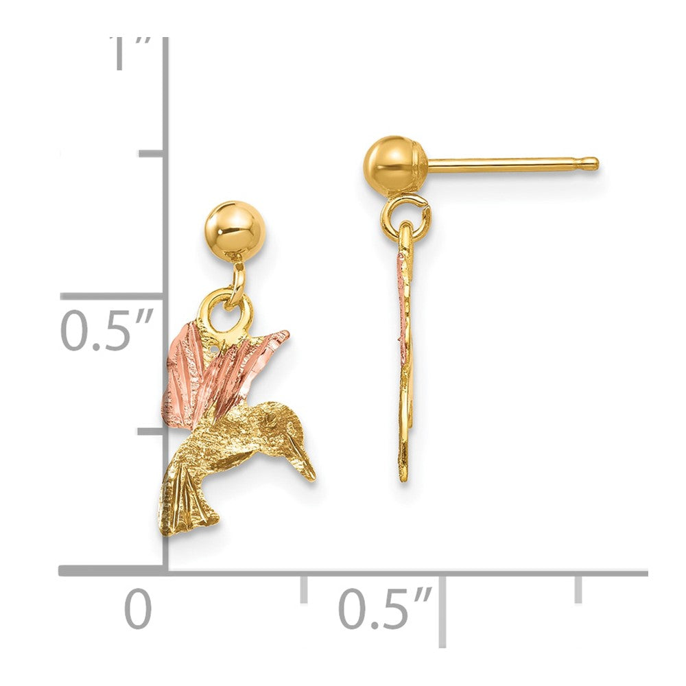 10k Two-tone Tri-color Black Hills Gold Post Dangle Earrings