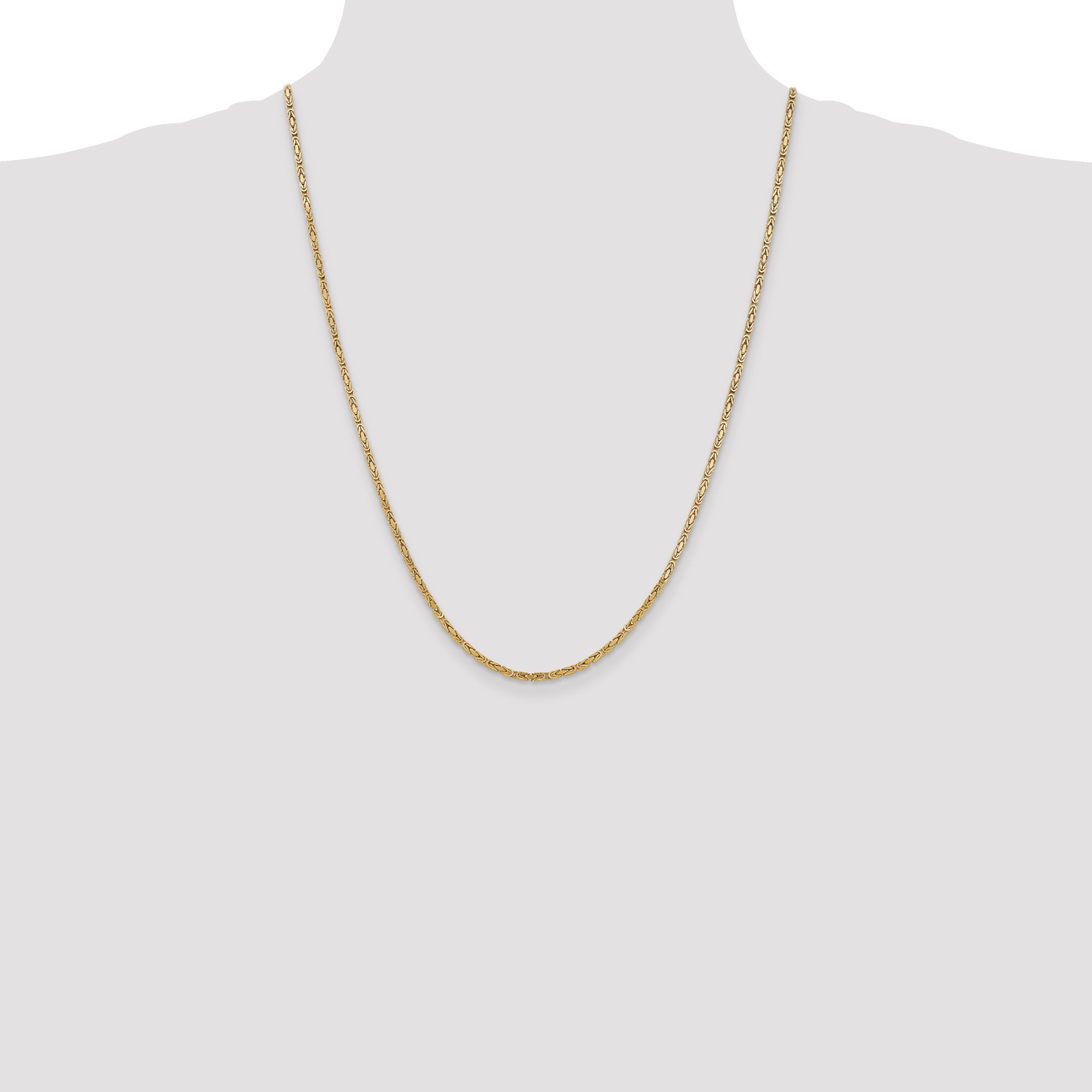 24 Inch 10K Yellow Gold 10K 2mm Byzantine Chain Necklace