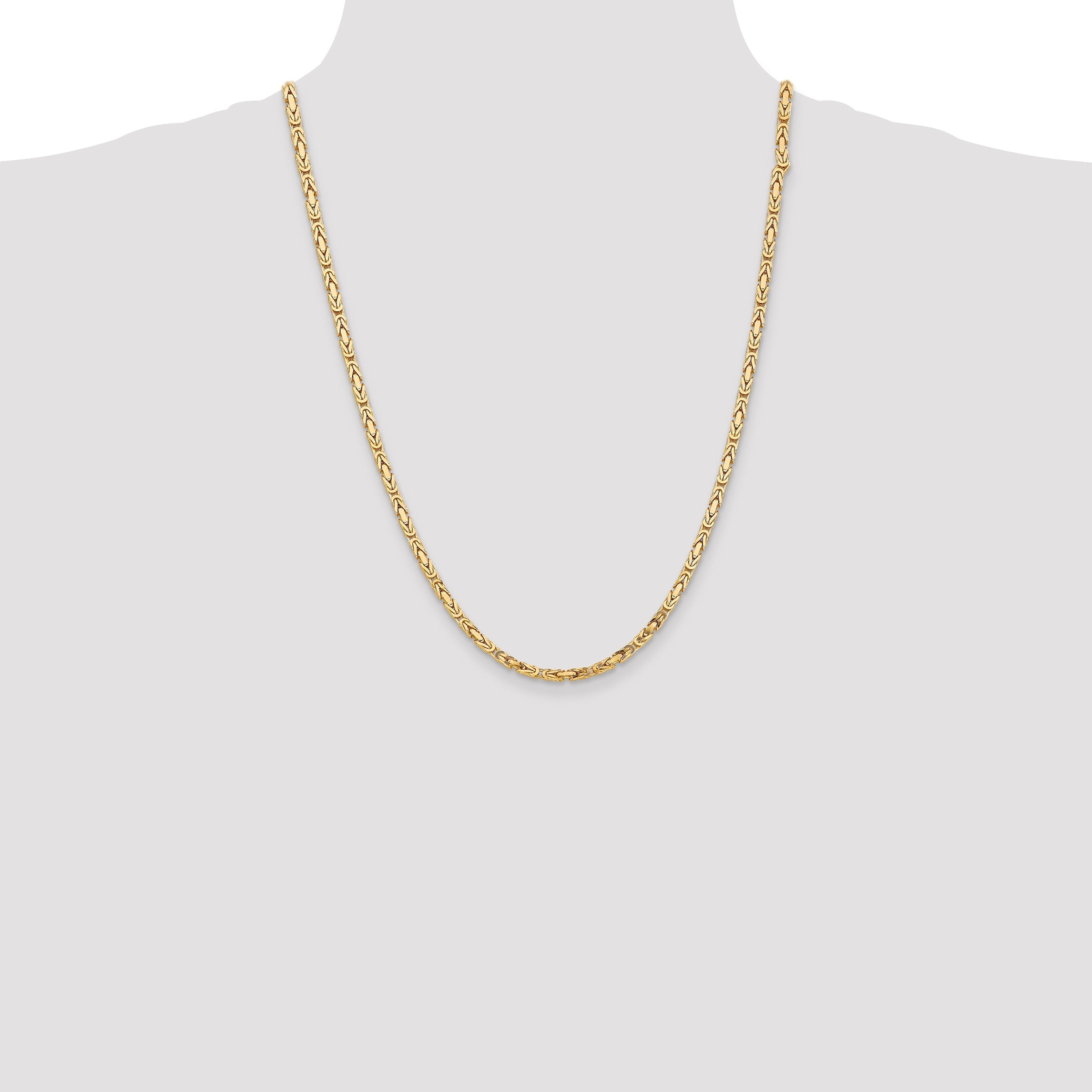 24 Inch 10K Yellow Gold 10K 3.25mm Byzantine Chain Necklace
