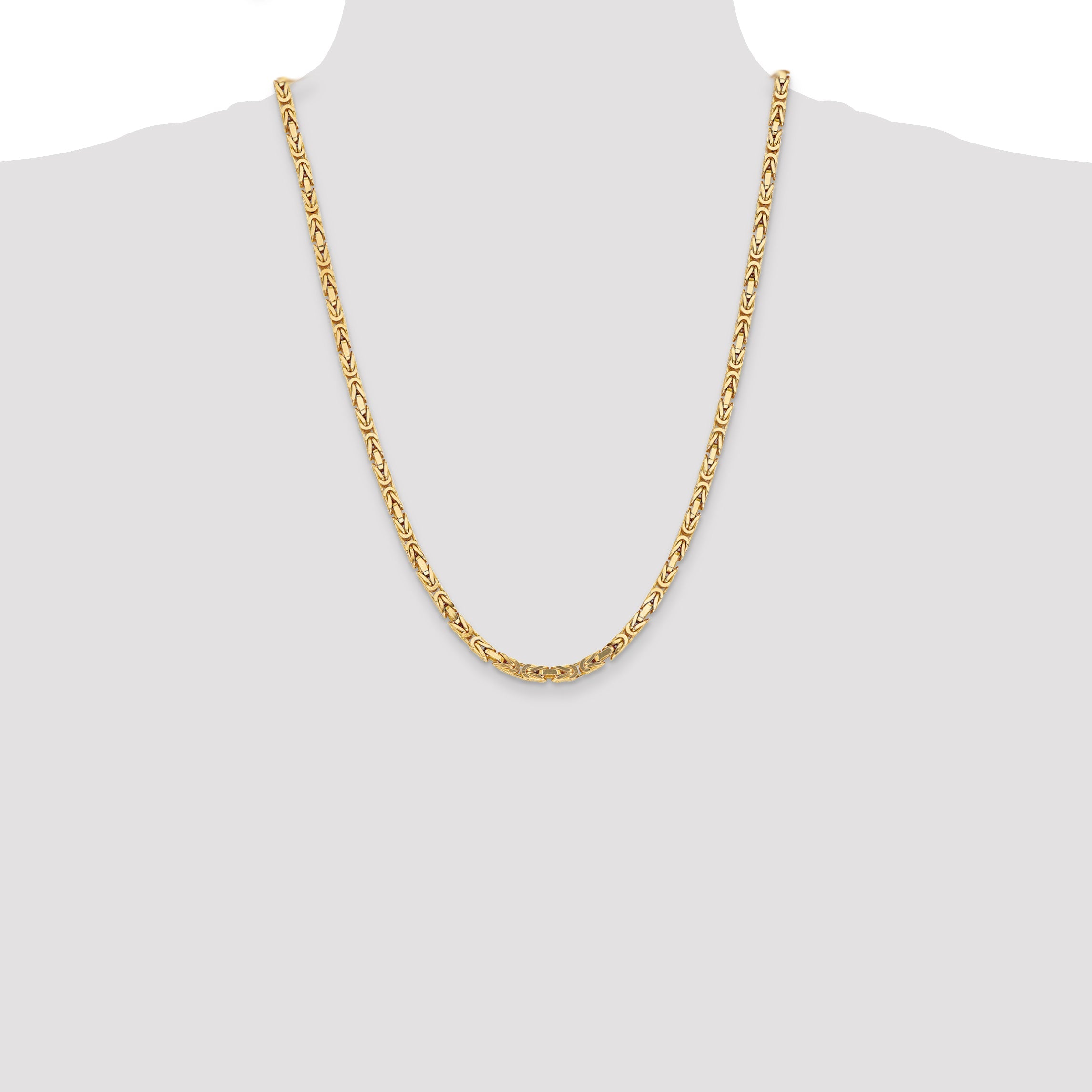 24 Inch 10K Yellow Gold 10K 4mm Byzantine Chain Necklace