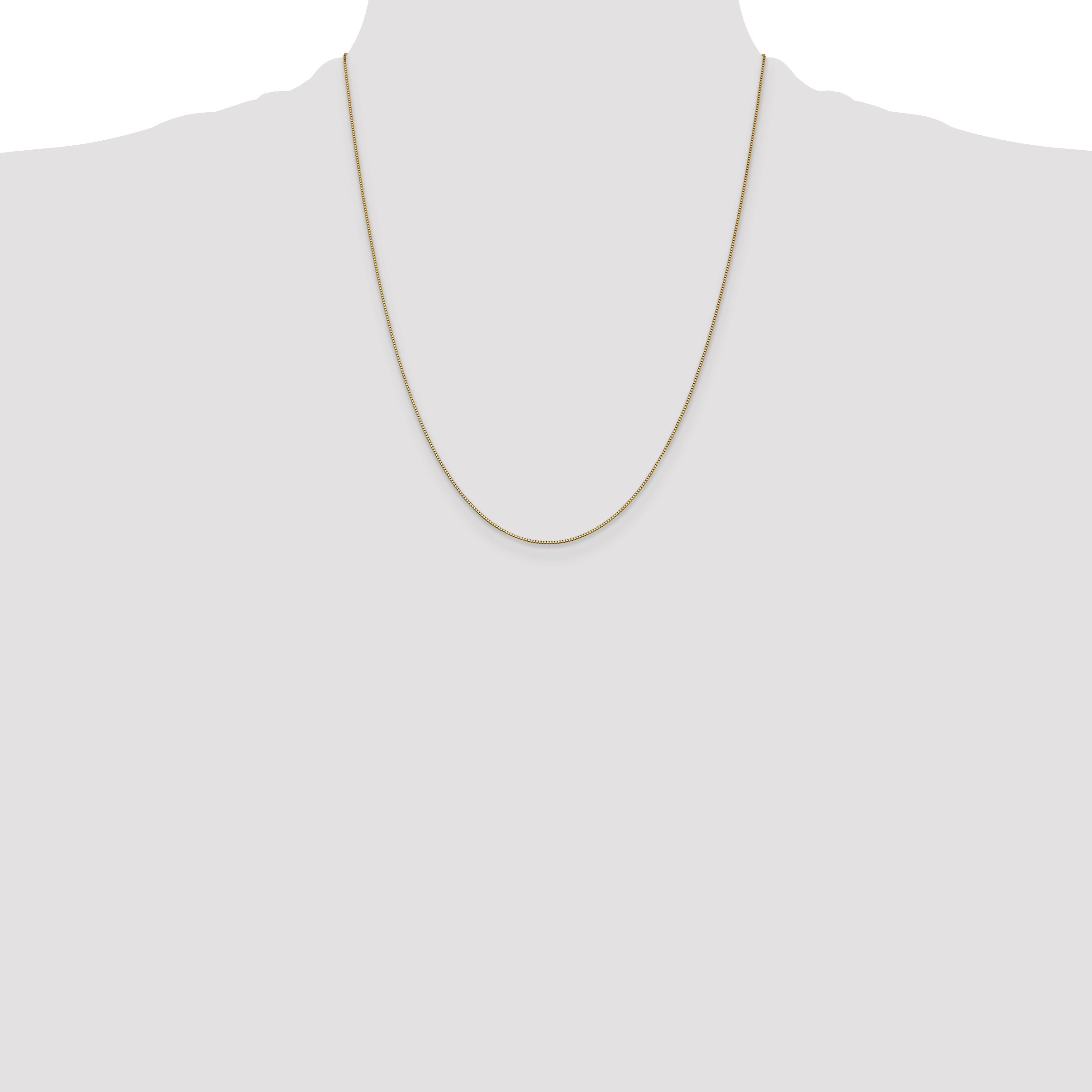 22 Inch 10K Yellow Gold .7mm Box With Lobster Clasp Chain Necklace
