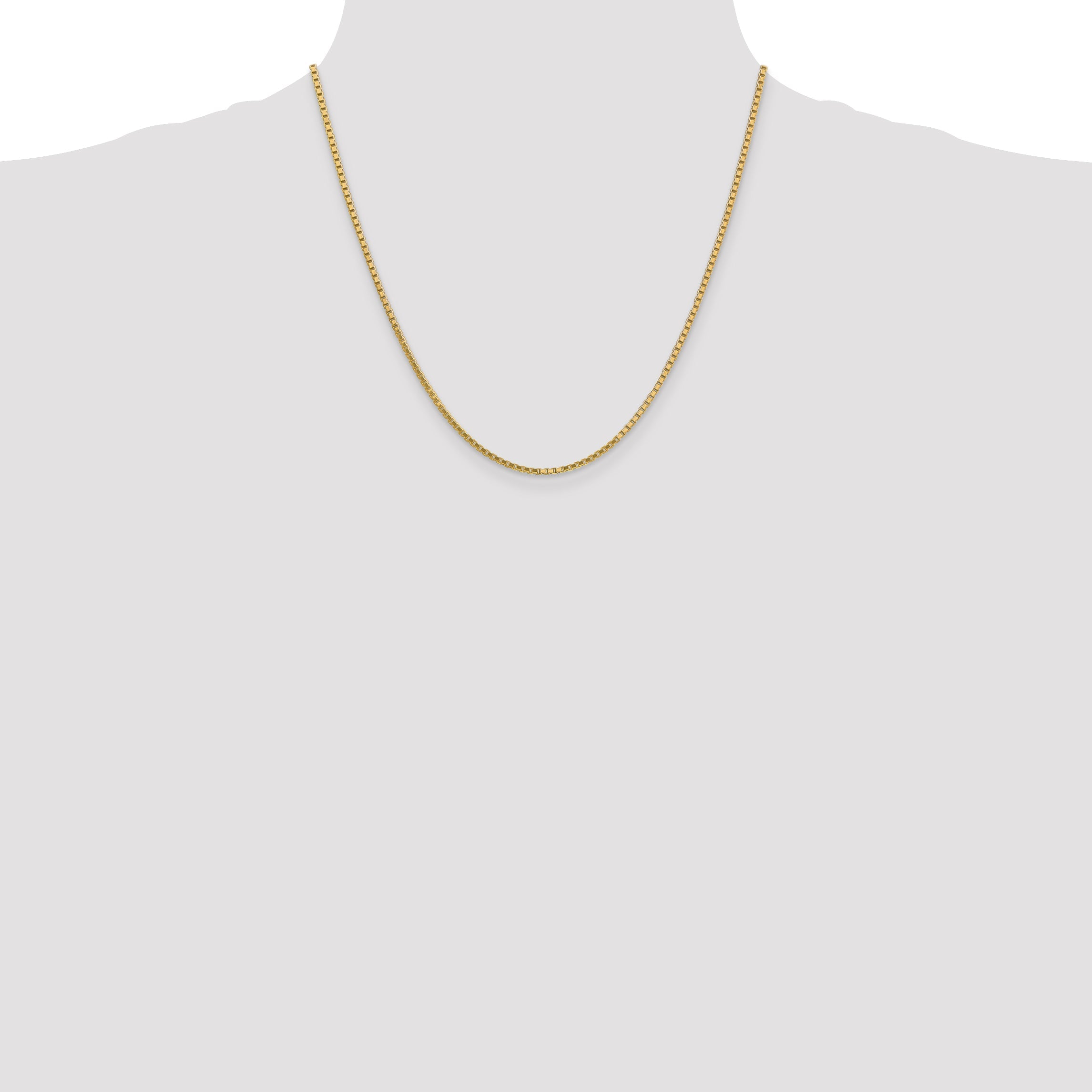 2 Inch 10k Yellow Gold 1.9mm Box Chain Necklace