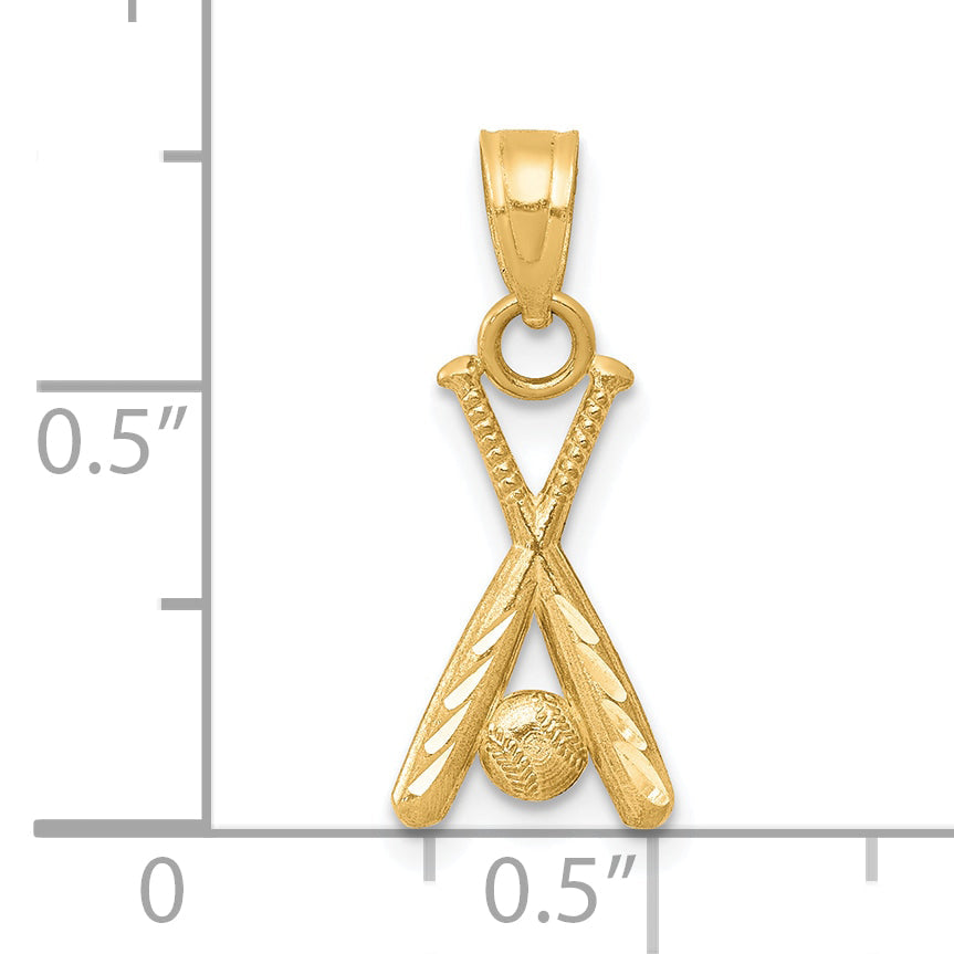 10k Yellow Gold Baseball w/Bats Charm