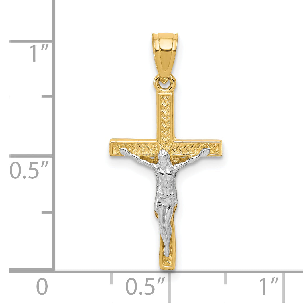 10k Yellow w/Rhodium w/ Rhodium Crucifix Pendant