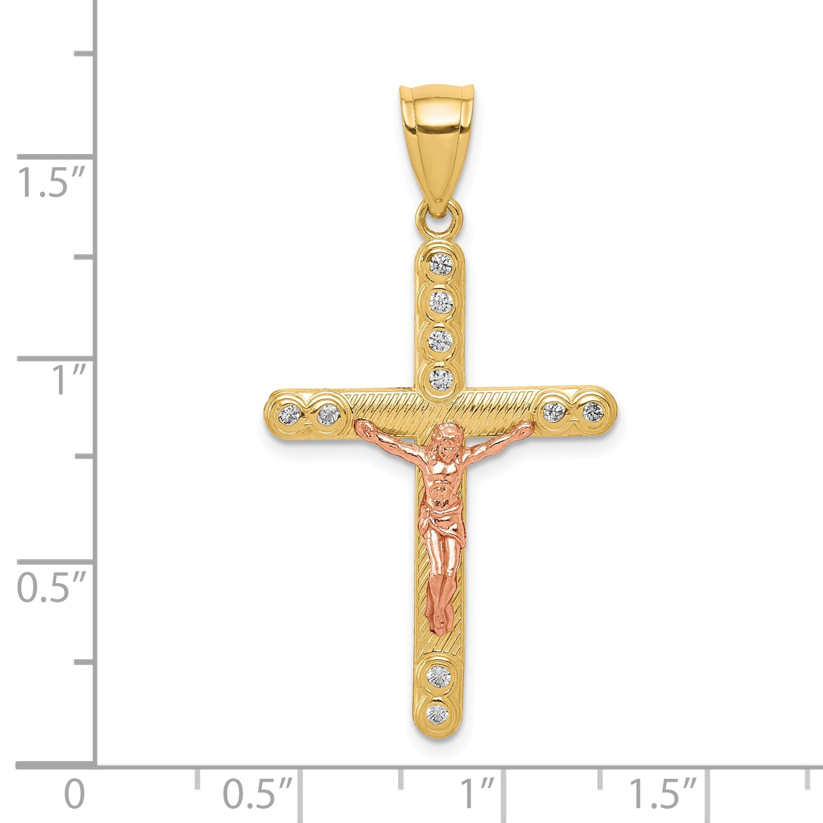 10k Two-tone 10k Two-tone CZ Crucifix Pendant
