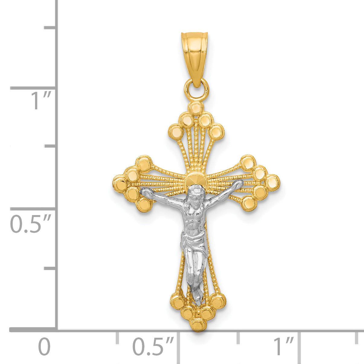 10k Yellow w/Rhodium & Rhodium Crucifix Pendant