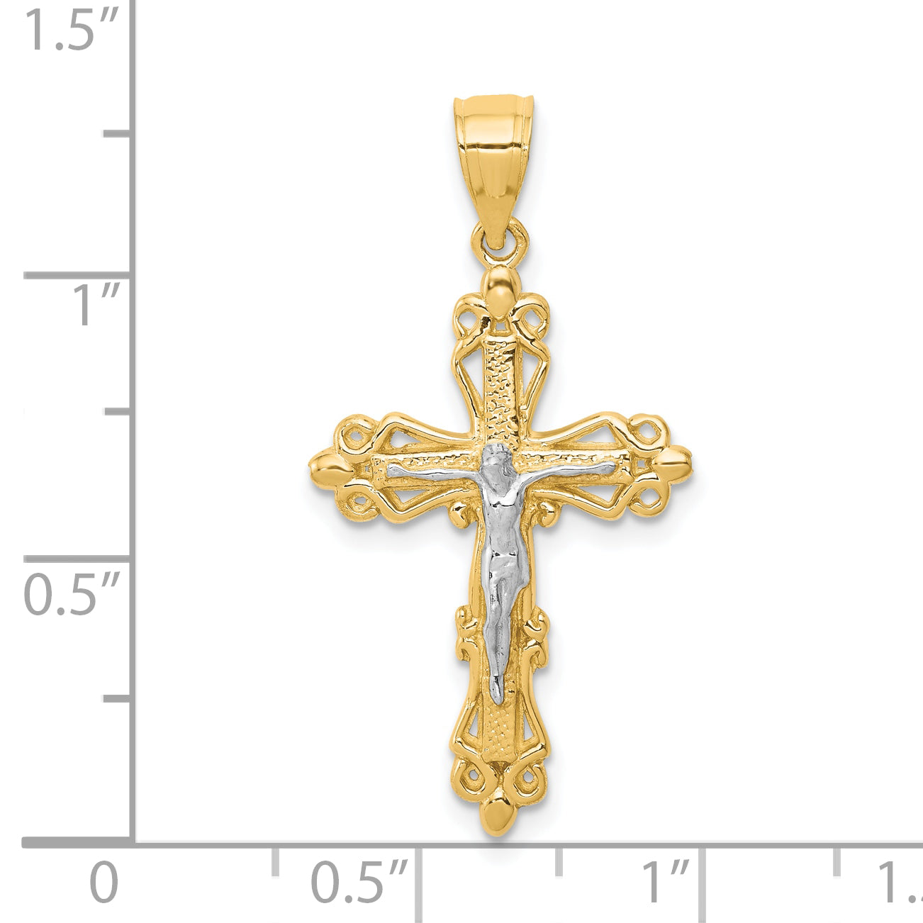 10k Yellow w/Rhodium Crucifix Pendant