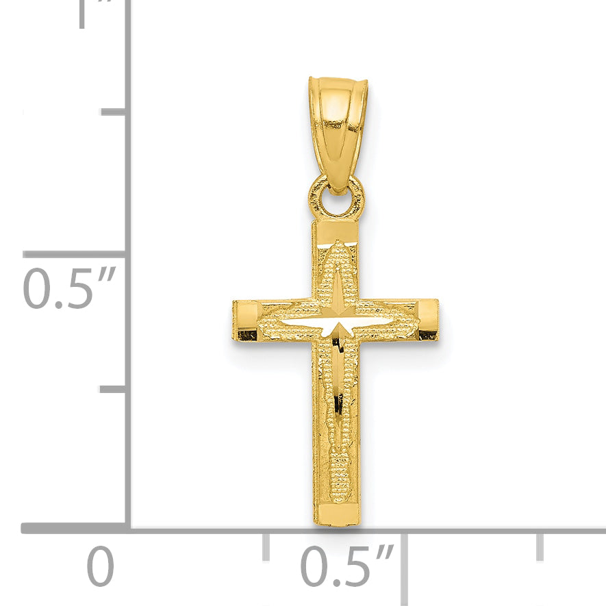 10k Yellow Gold Diamond-Cut Cross Pendant