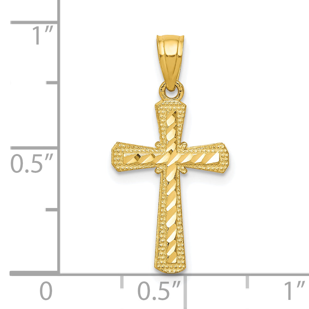 10k Yellow Gold Diamond-Cut Cross Pendant