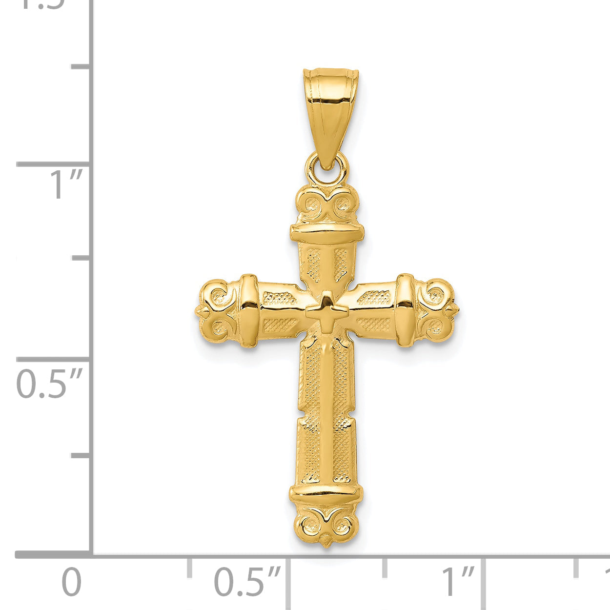 10k Yellow Gold Fleur de Lis Cross Pendant