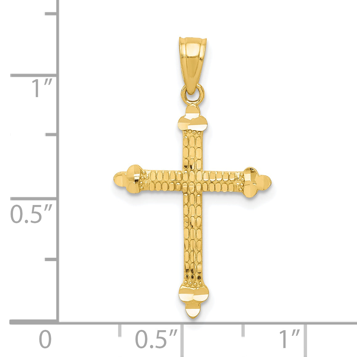 10k Yellow Gold Budded Cross Pendant