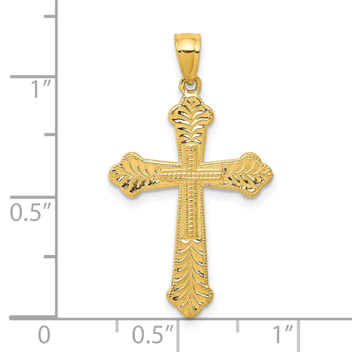 10k Yellow Gold Budded Cross Pendant