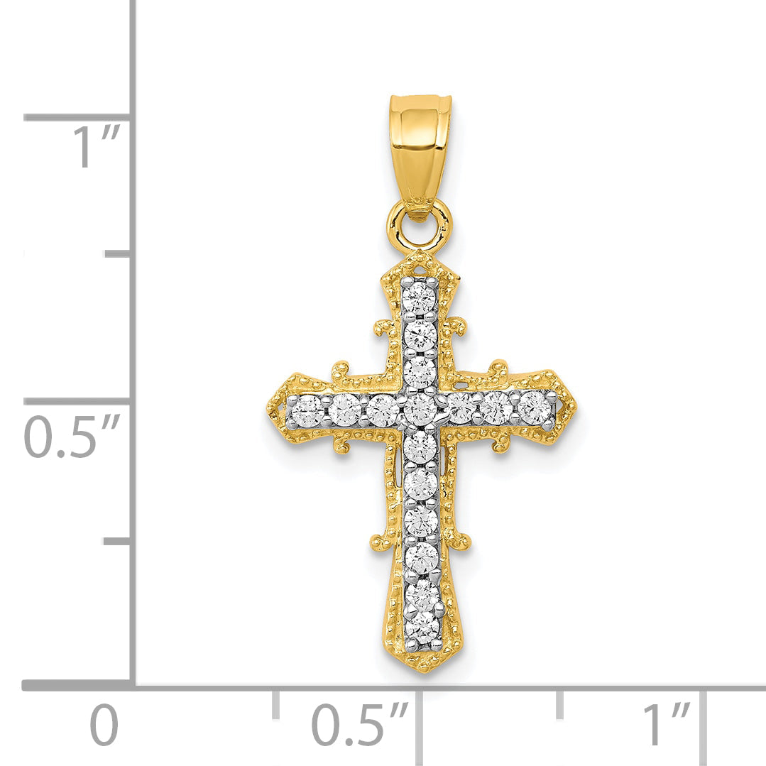 10k Yellow Gold CZ Cross Pendant