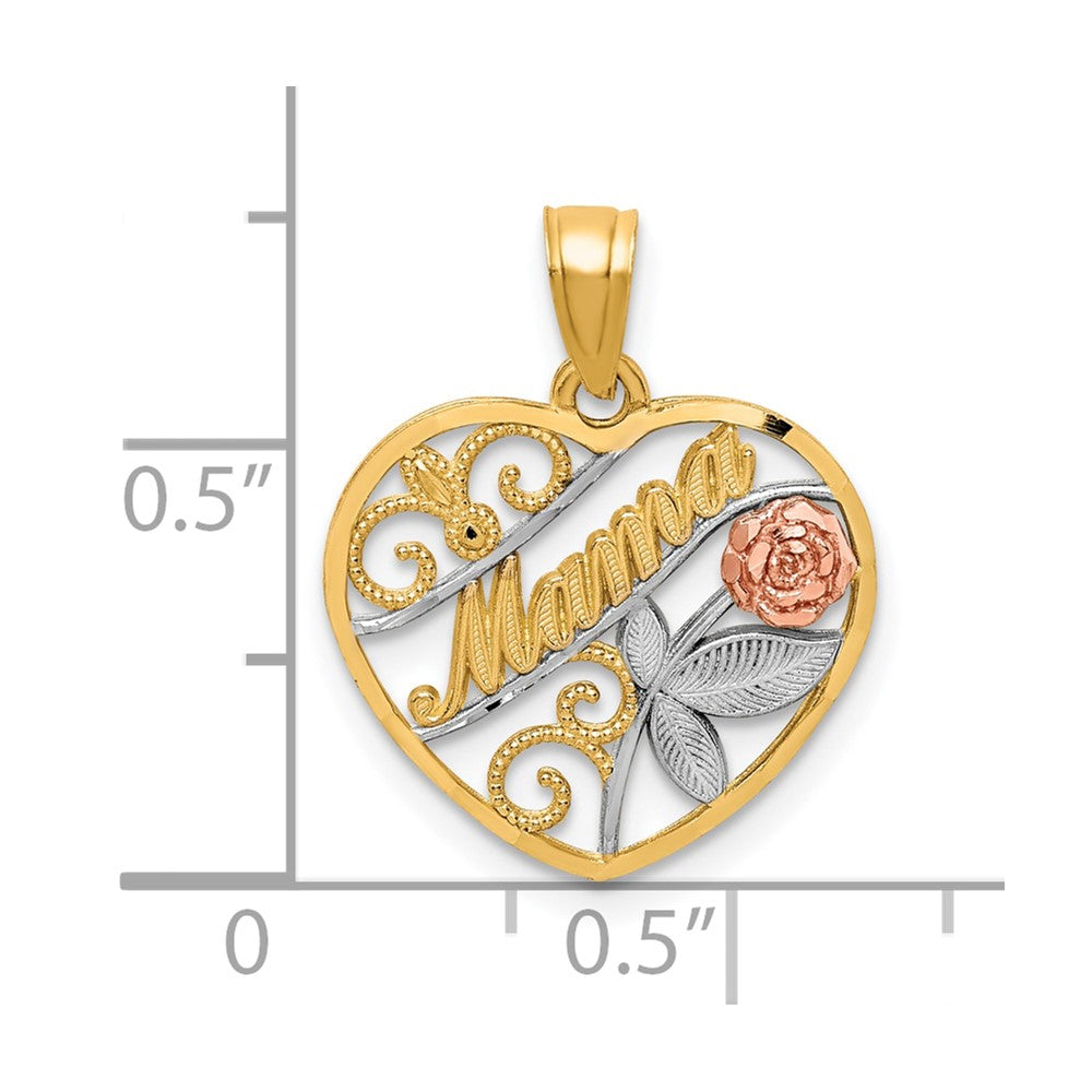 10k Two-tone W/White Rhodium D/C MAMA Pendant
