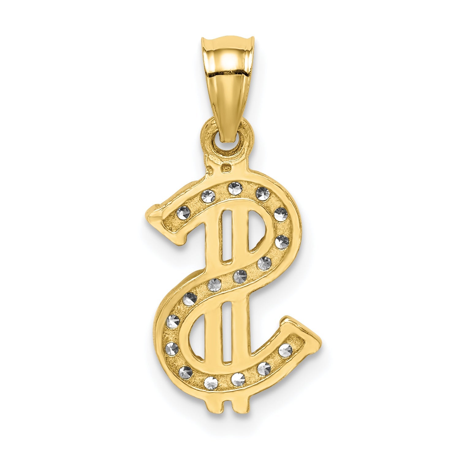 10k Yellow Gold CZ Dollar Sign Pendant