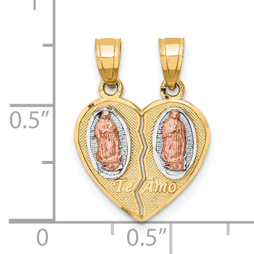 10k Two-tone w/White Rhodium Break Apart Te Amo Pendant