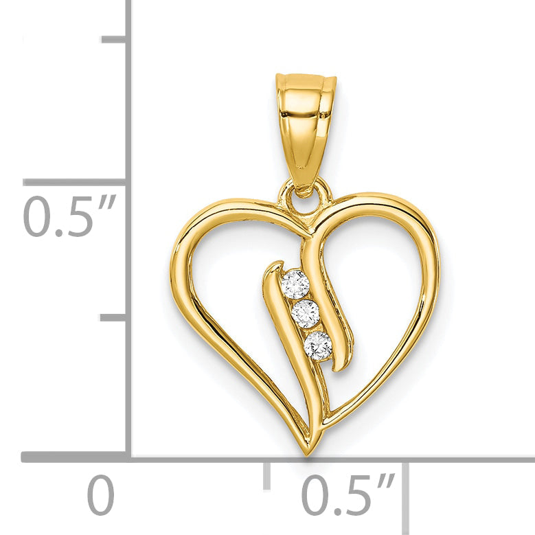 10k Yellow Gold CZ Heart Pendant
