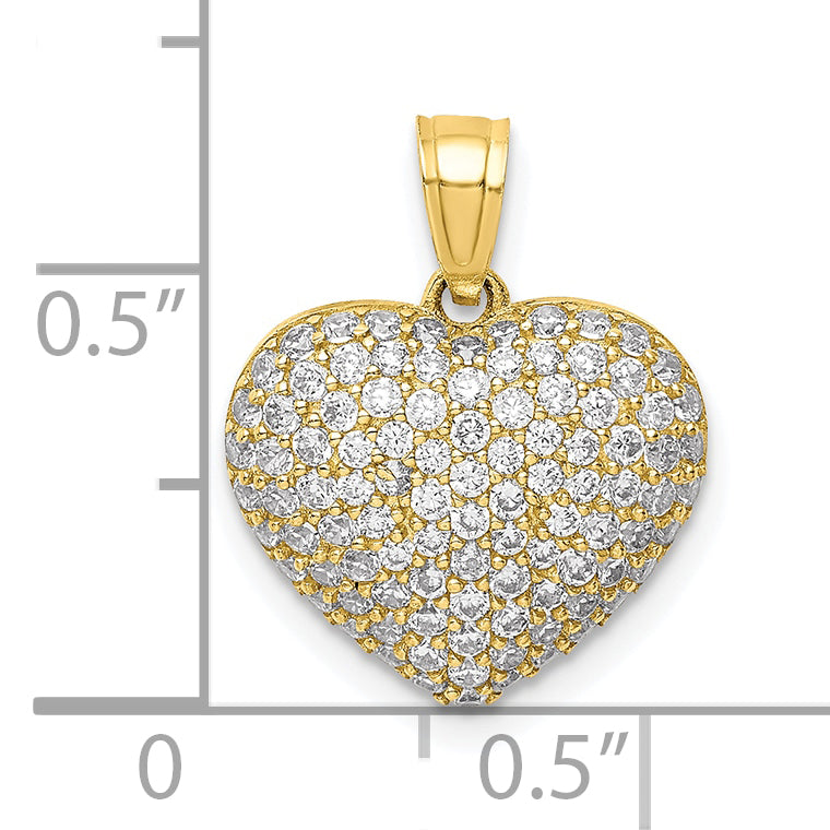 10k Yellow Gold CZ Micro Pave Heart Pendant