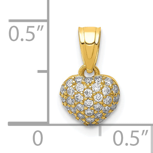 10k Yellow Gold CZ Micro Pave Heart Pendant