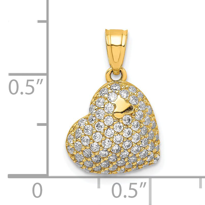 10k Yellow Gold 10K CZ Micro Pave Heart Pendant