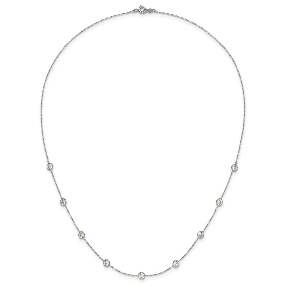 10K White Gold 10K Polished Cz 9 Station Necklace