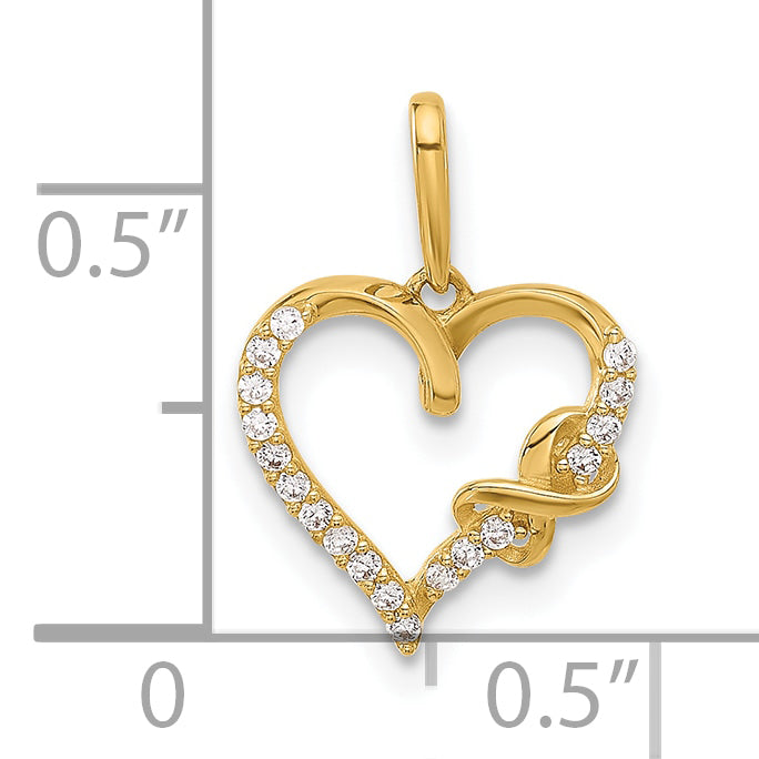 10K Yellow Gold 10K Polished Cz Infinity On Heart Charm