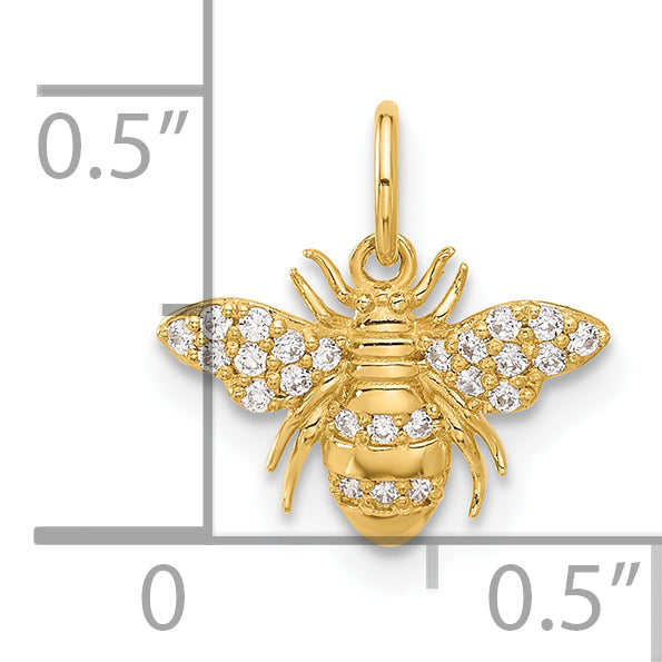 10K Yellow Gold 10K Polished Clear Cz Bee Charm