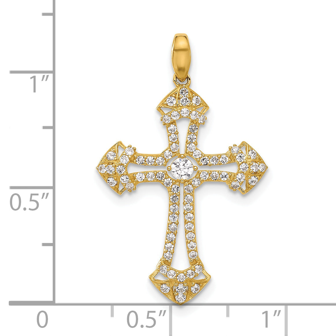10K Yellow Gold 10K Polished Cz Fancy Cross Pendant