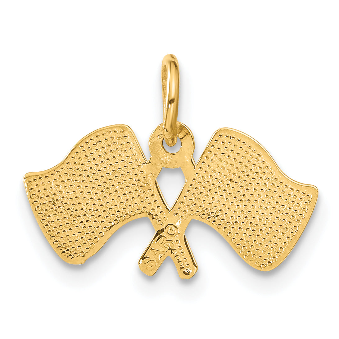 10K Yellow Gold Racing Flags Charm