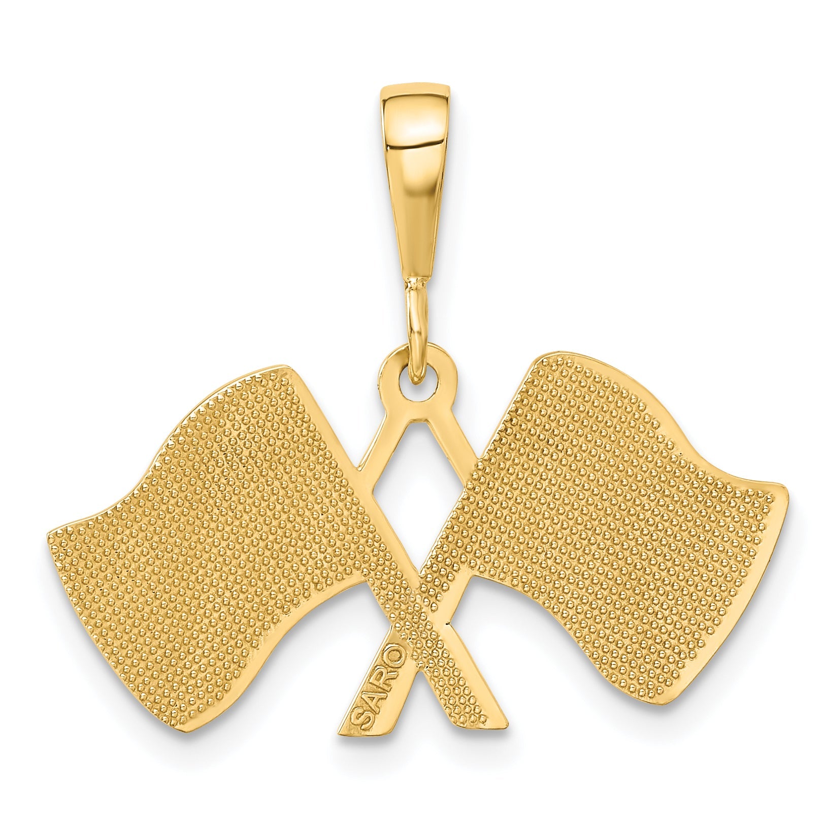 10K Yellow Gold Racing Flags Pendant