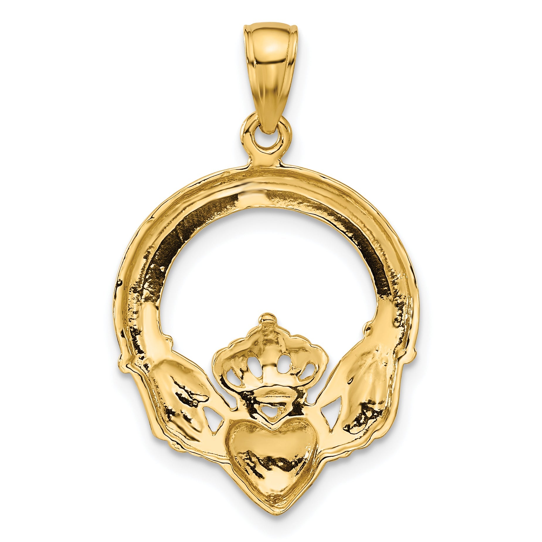 10K Yellow Gold Polished Claddagh Pendant