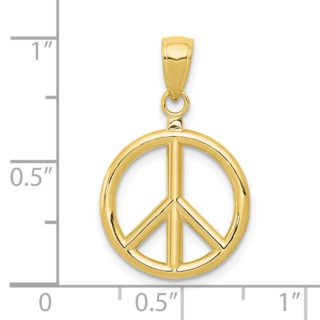 10K Yellow Gold 10K 3D Peace Symbol Pendant