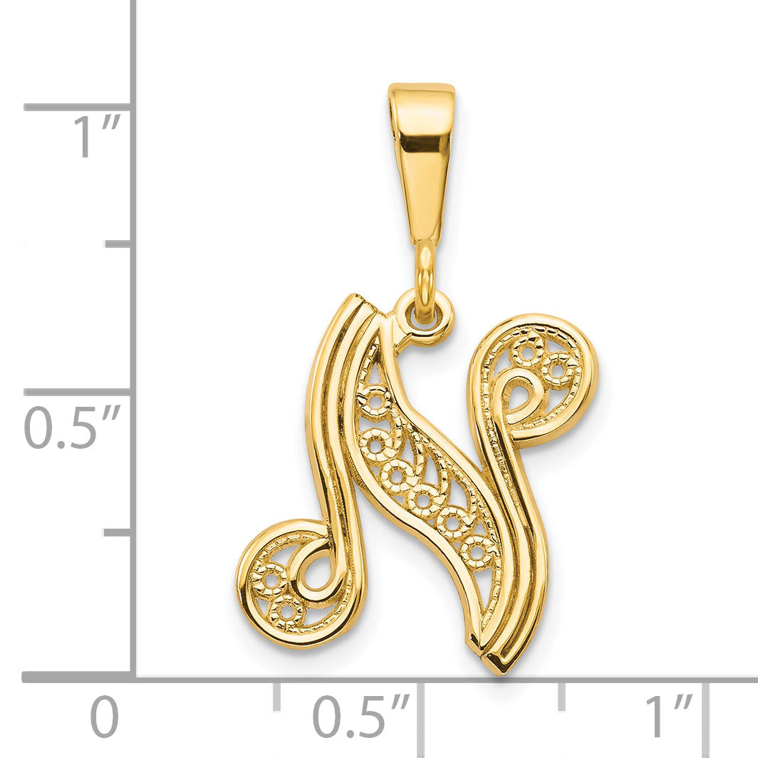 10k Yellow Gold Initial N Pendant