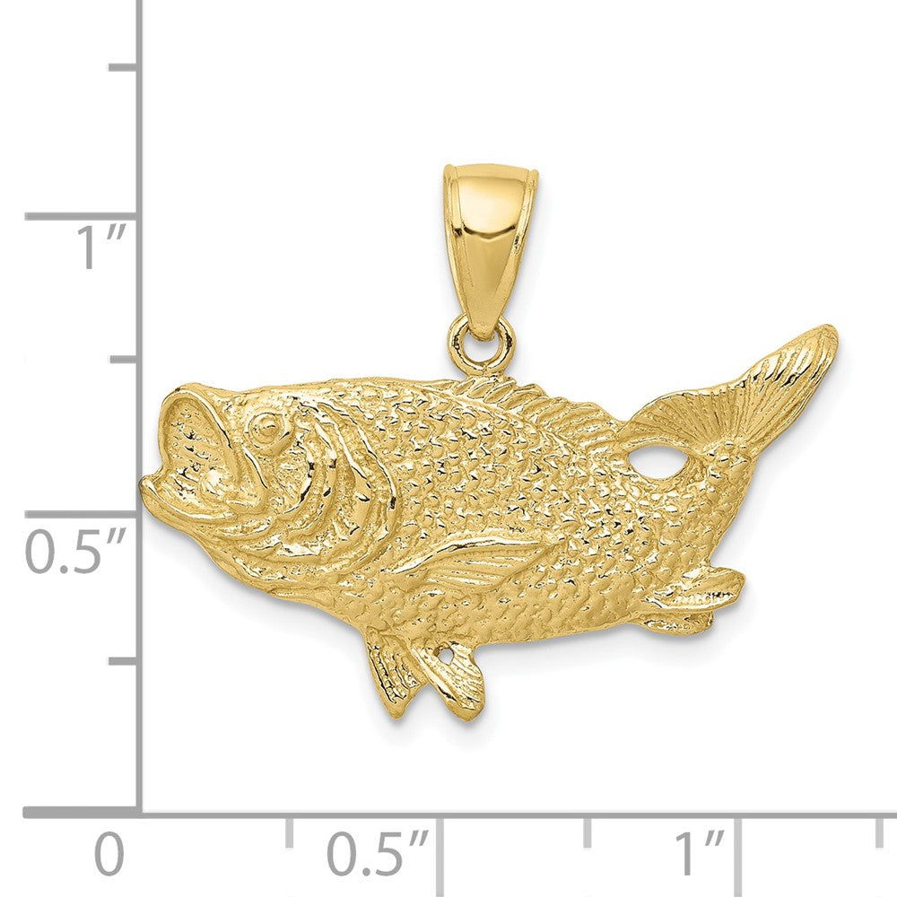 10K Yellow Gold 10K Polished Open-Backed Bass Fish Pendant