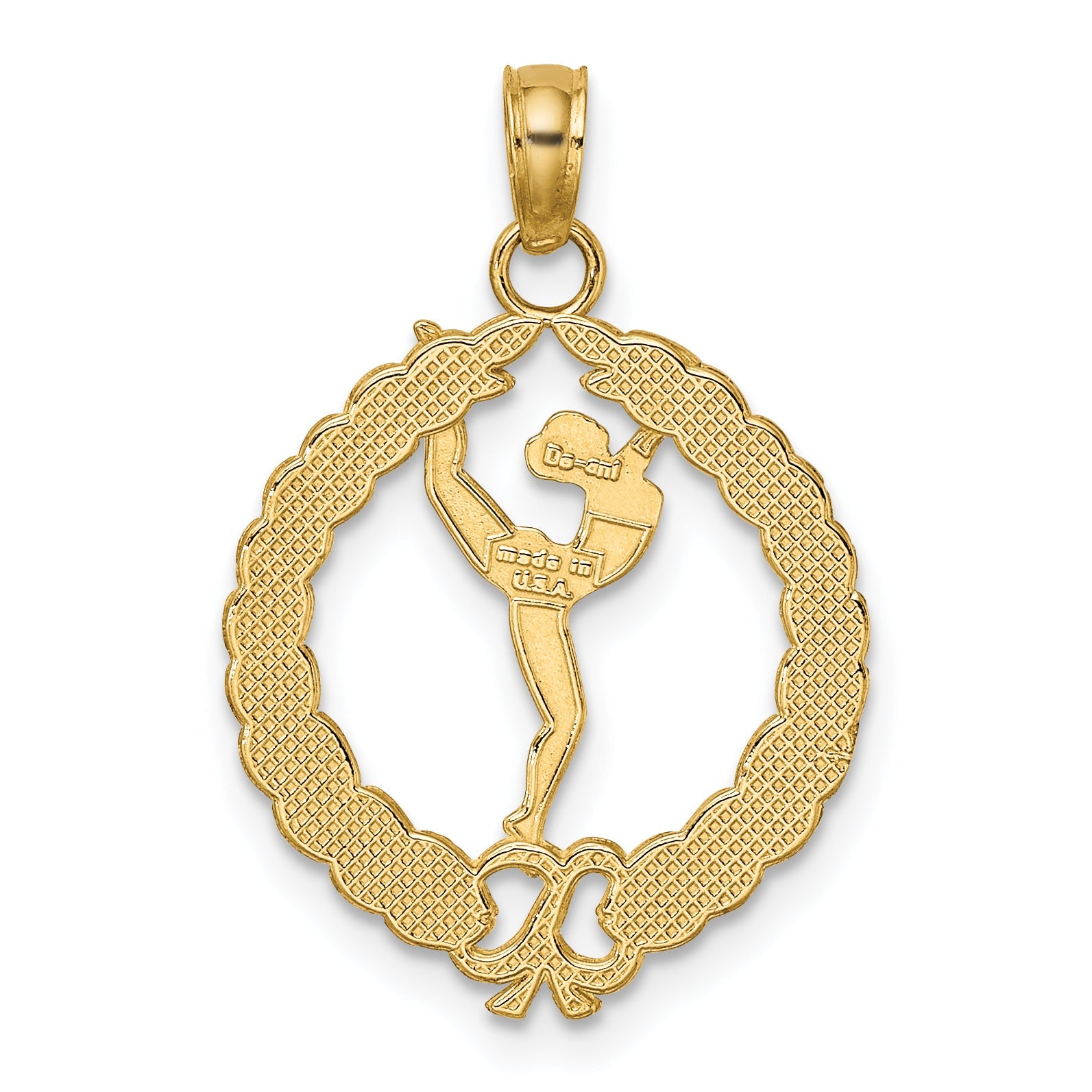 10K Yellow Gold 10K Solid Polished Framed Gymnast Pendant