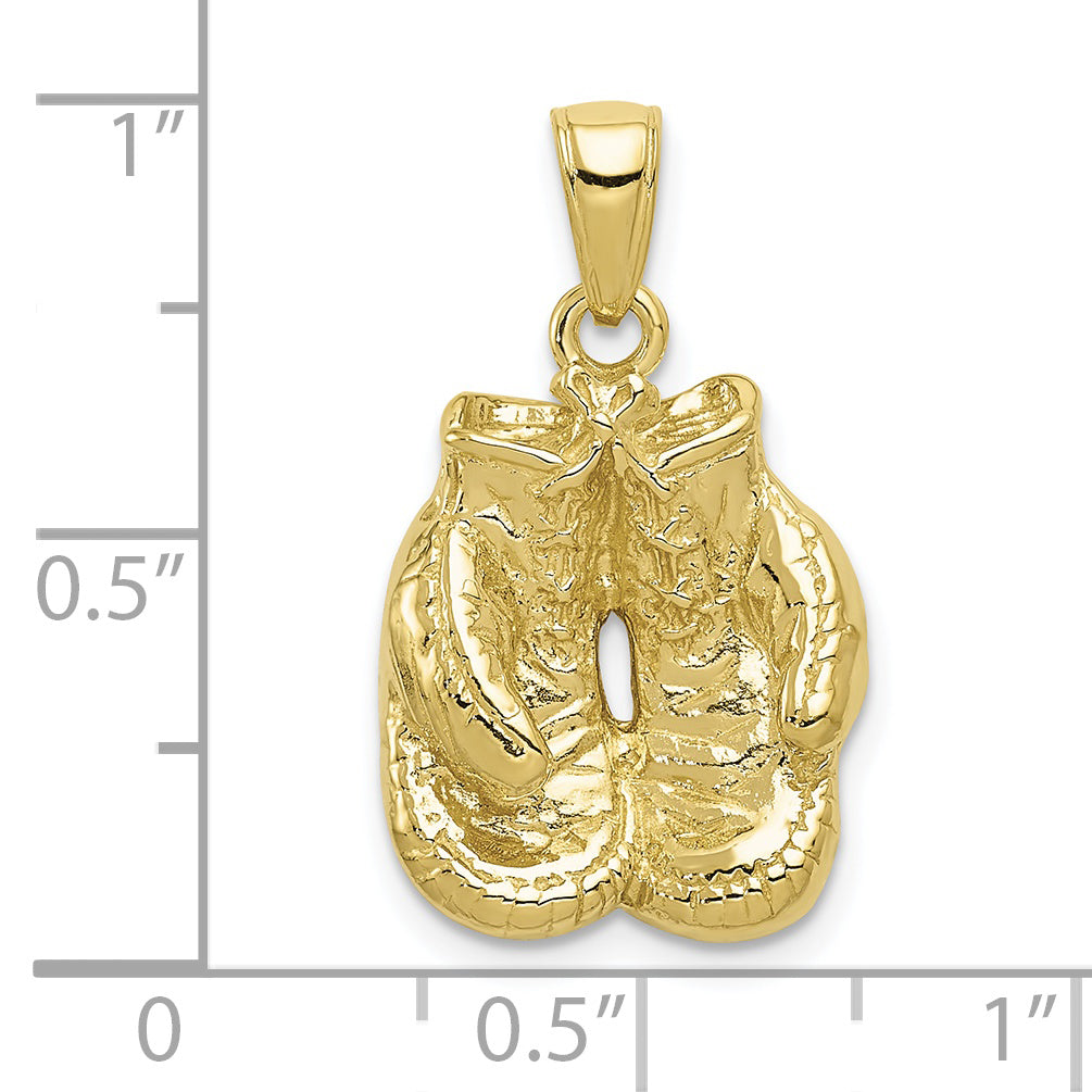 10K Yellow Gold 10K Solid Polished Open-Backed Boxing Gloves Pendant