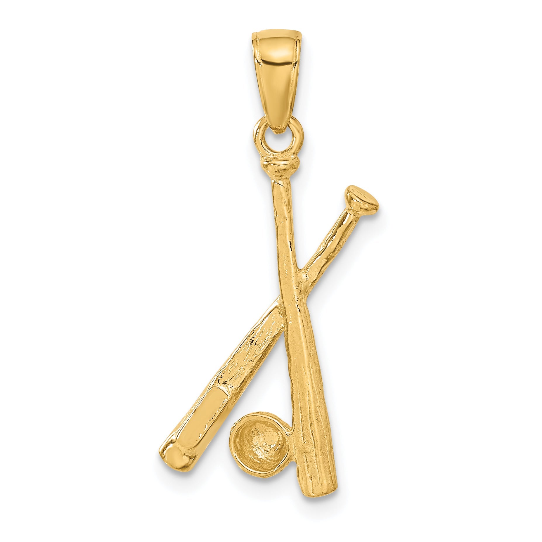10K Yellow Gold 10K Polished Open-Backed Bats And Baseball Pendant