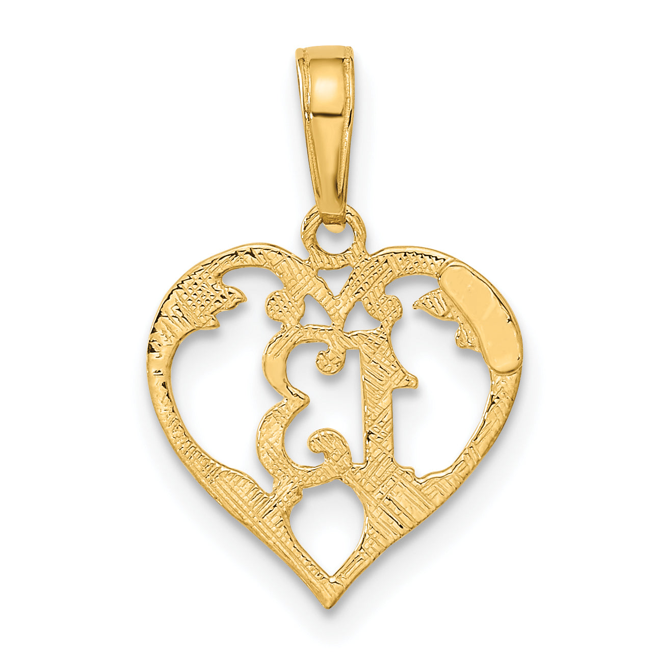 10K Yellow Gold 13 In Heart Cut-Out Pendant