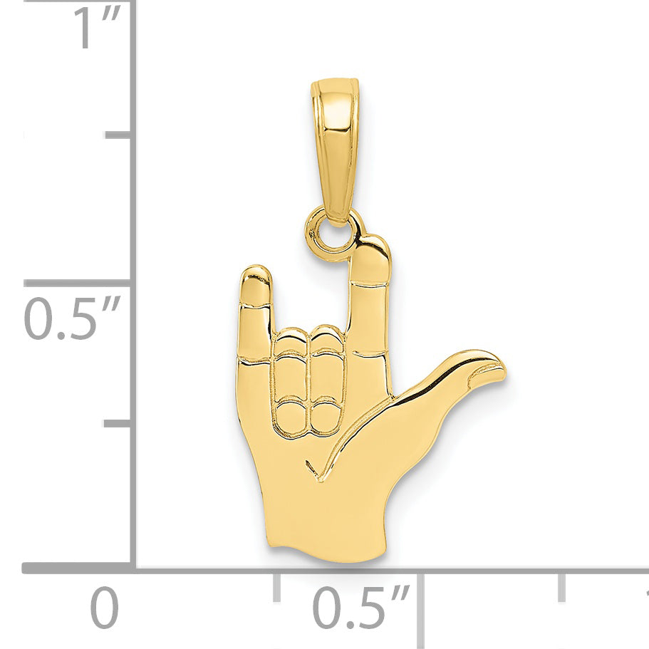 10K Yellow Gold 10K I Love You Hand/ Sign Language Pendant